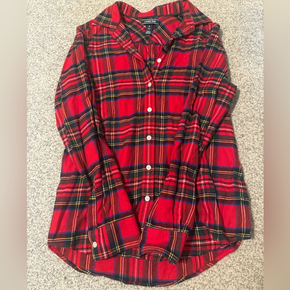 Lands’ End Plaid Red Shirt
